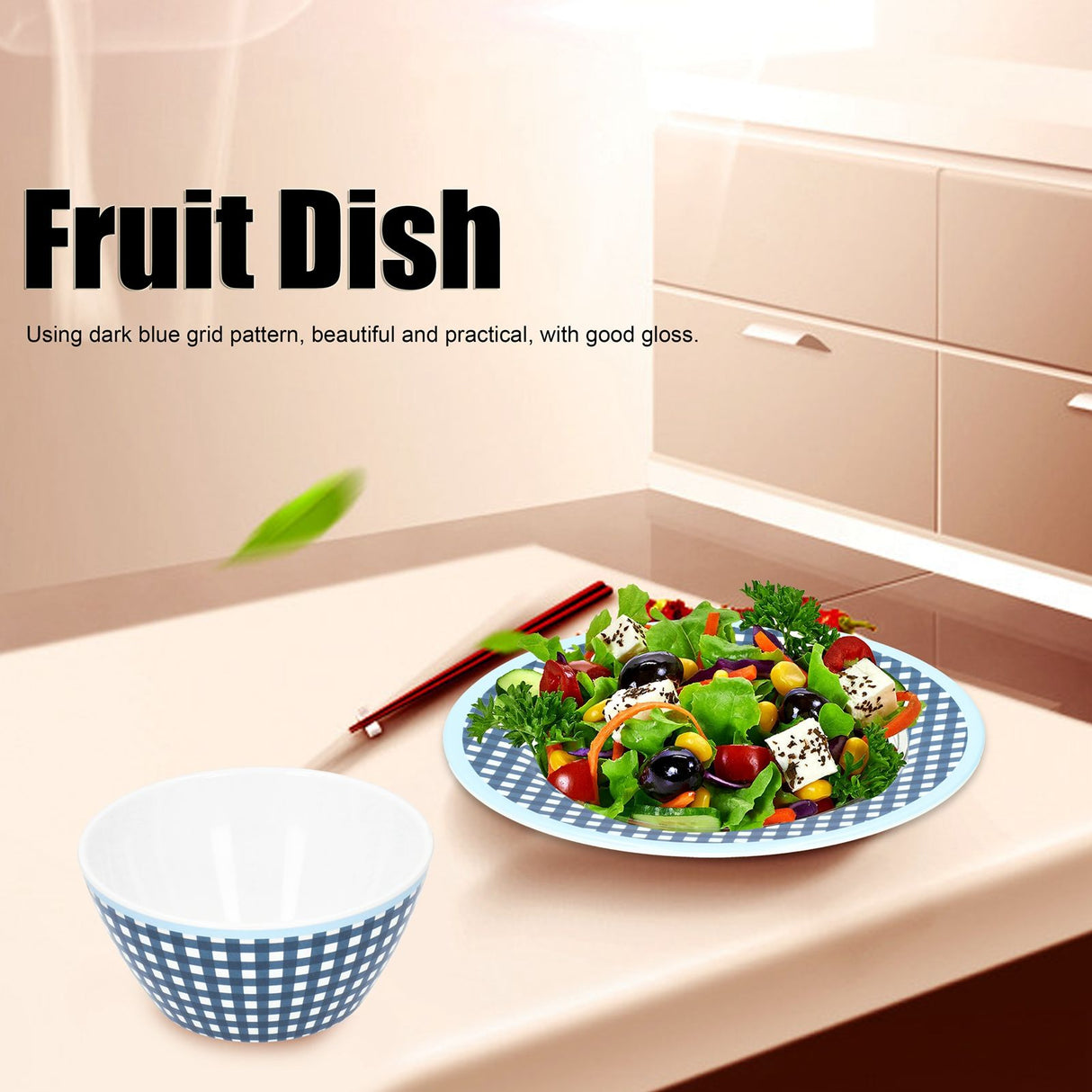Imitation Porcelain Plate Bowl Set Fruit Salad Dessert Dish Tableware for Kitchen