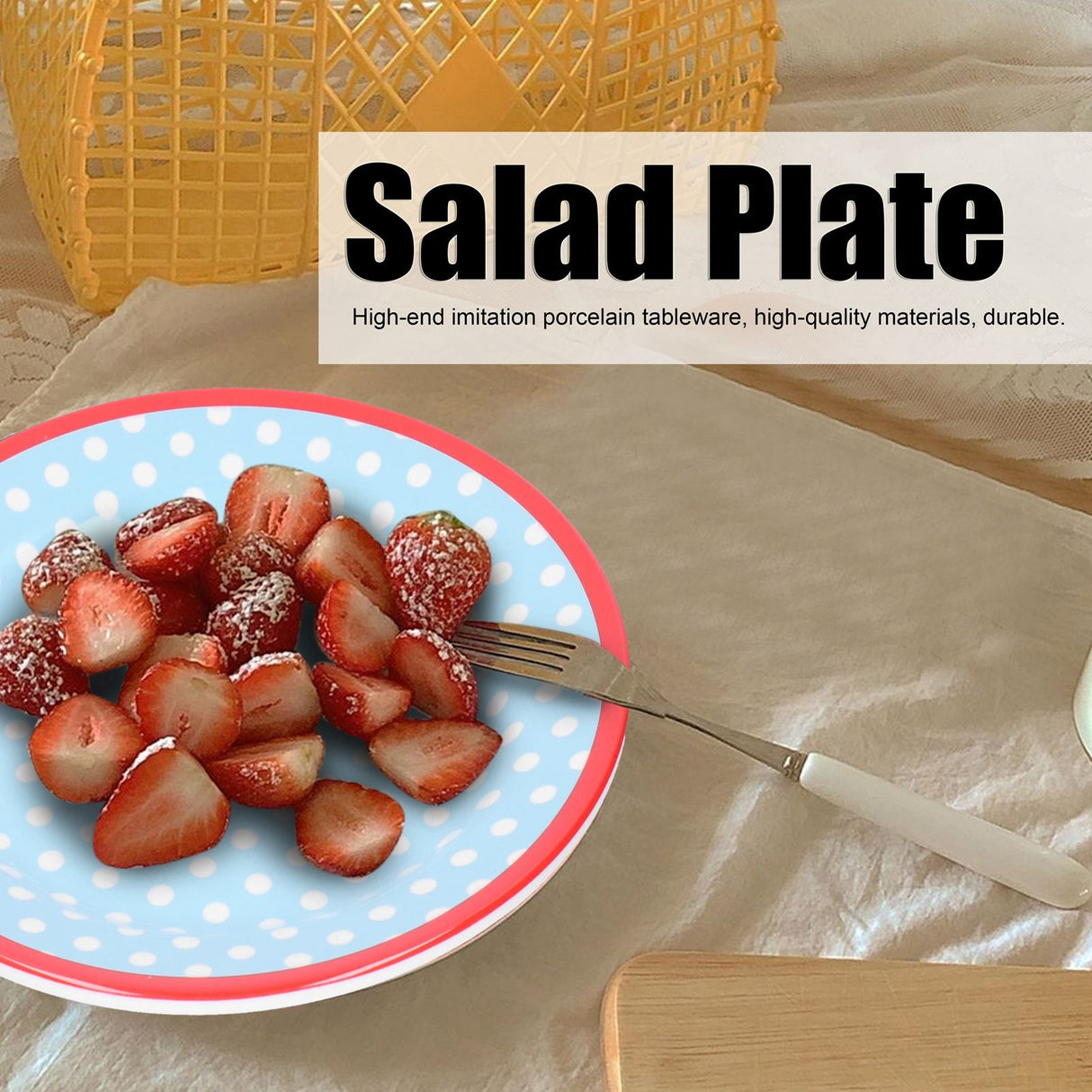 Bowl Dish Set Imitation Porcelain Fruit Salad Dessert Plate Dinnerware Tableware