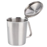 Coffee Latte Cup Thicken 304 Stainless Steel Measuring cup Milk Frothing Jug with Scale Cover500ml with Cover