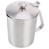 Coffee Latte Cup Thicken 304 Stainless Steel Measuring cup Milk Frothing Jug with Scale Cover500ml with Cover - Close-Up Angle