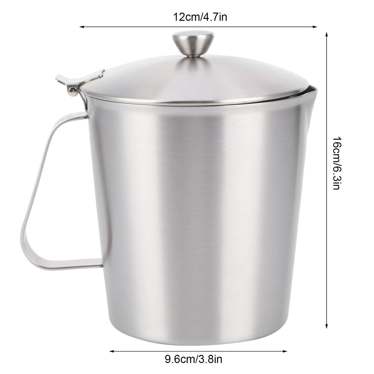 Coffee Latte Cup Thicken 304 Stainless Steel Measuring cup Milk Frothing Jug with Scale Cover1000ml with Cover