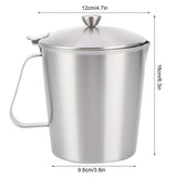 Coffee Latte Cup Thicken 304 Stainless Steel Measuring cup Milk Frothing Jug with Scale Cover1000ml with Cover