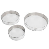 3Pcs Flour Sieve Set 304 Stainless Steel Round Flour Powder Filter Sifter Baking Utensil - Rear View