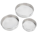 3Pcs Flour Sieve Set 304 Stainless Steel Round Flour Powder Filter Sifter Baking Utensil - Close-Up Angle