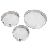 3Pcs Flour Sieve Set 304 Stainless Steel Round Flour Powder Filter Sifter Baking Utensil - Low Angle