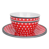 4Pcs Salad Dish Set Red Dots Imitation Porcelain Plate Fruit Food Cake Dish Dinnerware for Kitchen