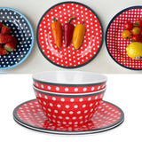 4Pcs Salad Dish Set Red Dots Imitation Porcelain Plate Fruit Food Cake Dish Dinnerware for Kitchen - Extra Image