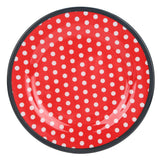 4Pcs Salad Dish Set Red Dots Imitation Porcelain Plate Fruit Food Cake Dish Dinnerware for Kitchen