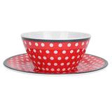 4Pcs Salad Dish Set Red Dots Imitation Porcelain Plate Fruit Food Cake Dish Dinnerware for Kitchen