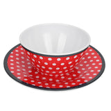 4Pcs Salad Dish Set Red Dots Imitation Porcelain Plate Fruit Food Cake Dish Dinnerware for Kitchen - Extra Image