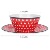 4Pcs Salad Dish Set Red Dots Imitation Porcelain Plate Fruit Food Cake Dish Dinnerware for Kitchen