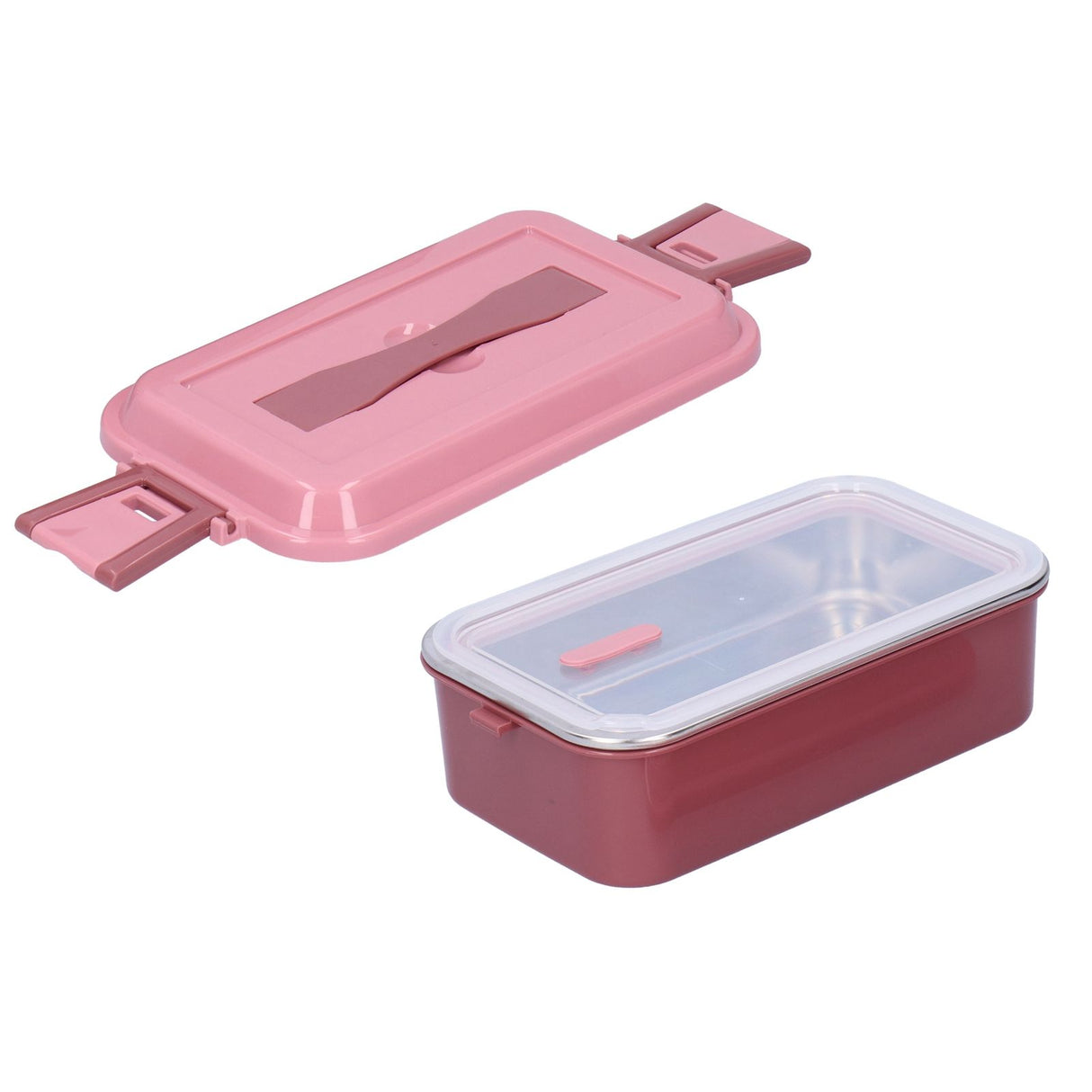 304 Stainless Steel Lunch Box Rectangular Insulated Portable Bento Box with HandleSingle Layer 700ml