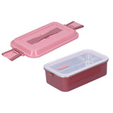 304 Stainless Steel Lunch Box Rectangular Insulated Portable Bento Box with HandleSingle Layer 700ml - Front View
