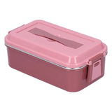 304 Stainless Steel Lunch Box Rectangular Insulated Portable Bento Box with HandleSingle Layer 700ml