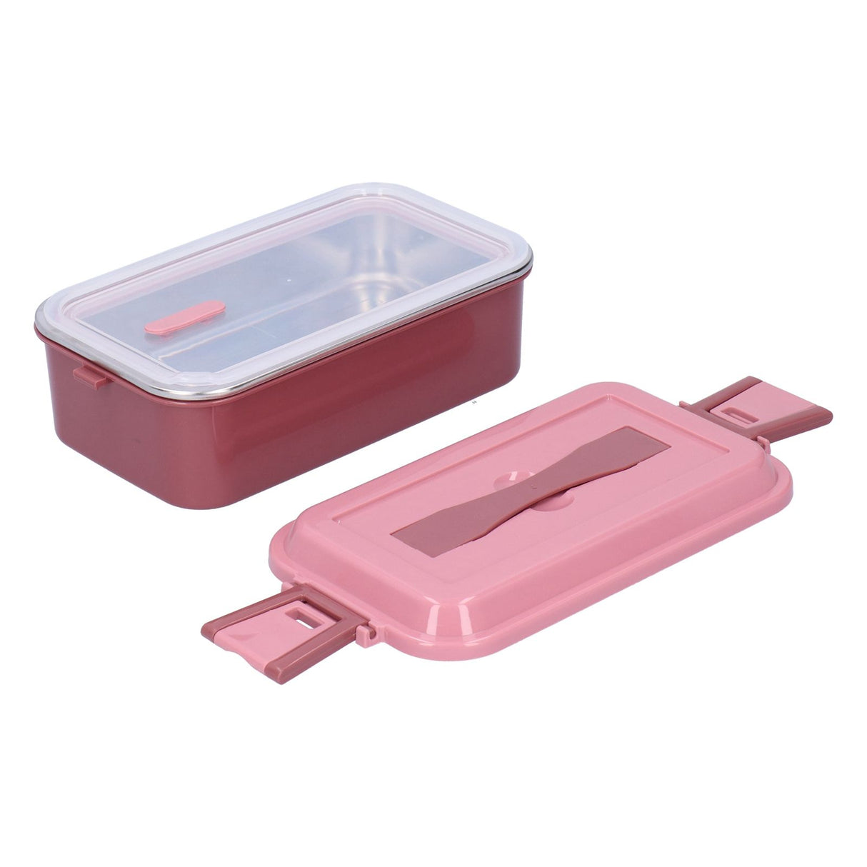 304 Stainless Steel Lunch Box Rectangular Insulated Portable Bento Box with HandleSingle Layer 700ml
