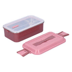 304 Stainless Steel Lunch Box Rectangular Insulated Portable Bento Box with HandleSingle Layer 700ml
