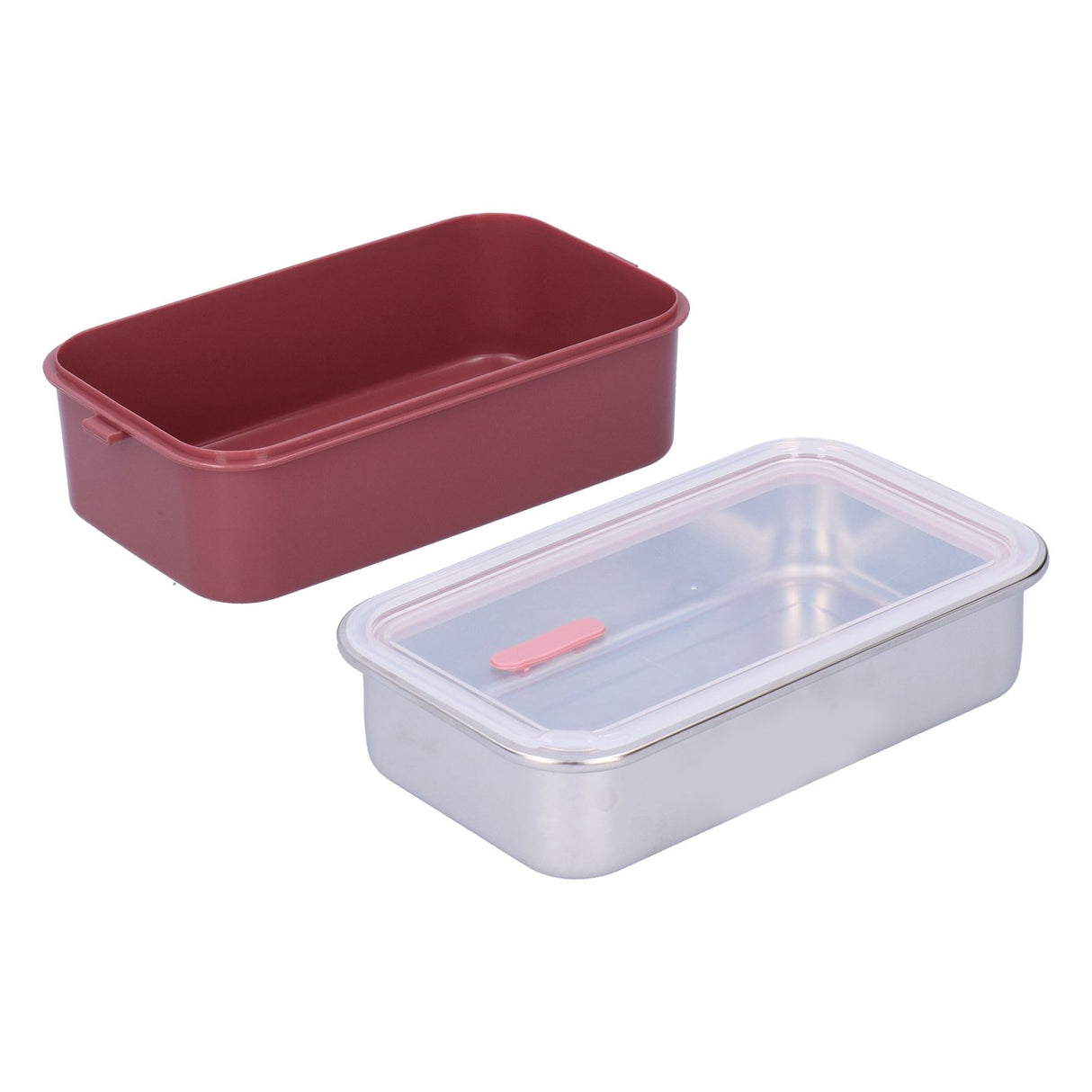 304 Stainless Steel Lunch Box Rectangular Insulated Portable Bento Box with HandleSingle Layer 700ml