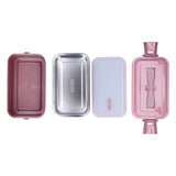 304 Stainless Steel Lunch Box Rectangular Insulated Portable Bento Box with HandleSingle Layer 700ml