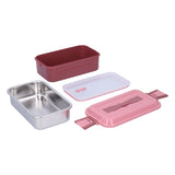 304 Stainless Steel Lunch Box Rectangular Insulated Portable Bento Box with HandleSingle Layer 700ml