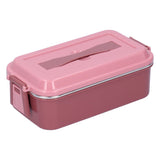 304 Stainless Steel Lunch Box Rectangular Insulated Portable Bento Box with HandleSingle Layer 700ml - Low Angle