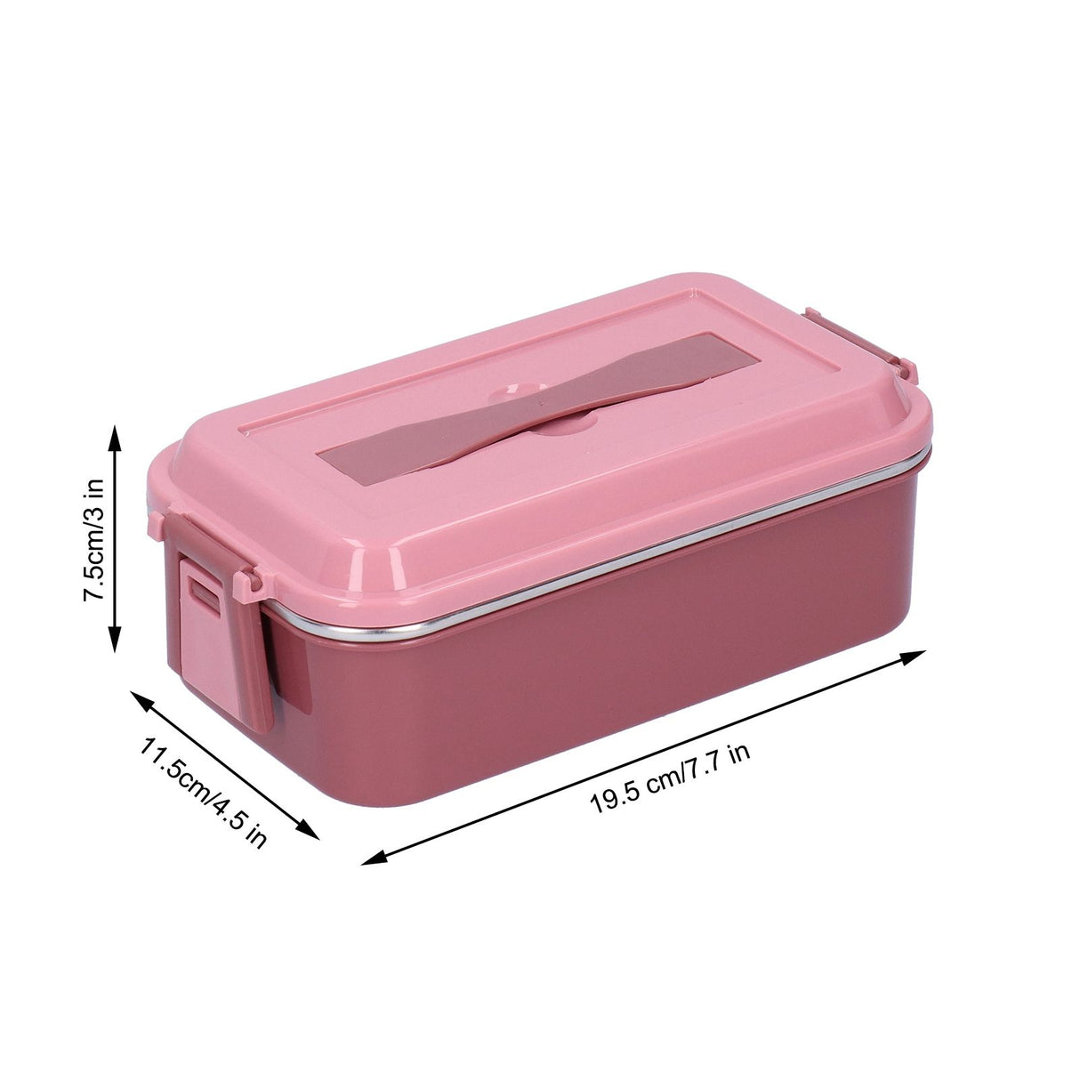 304 Stainless Steel Lunch Box Rectangular Insulated Portable Bento Box with HandleSingle Layer 700ml
