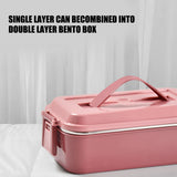 304 Stainless Steel Lunch Box Rectangular Insulated Portable Bento Box with HandleSingle Layer 700ml