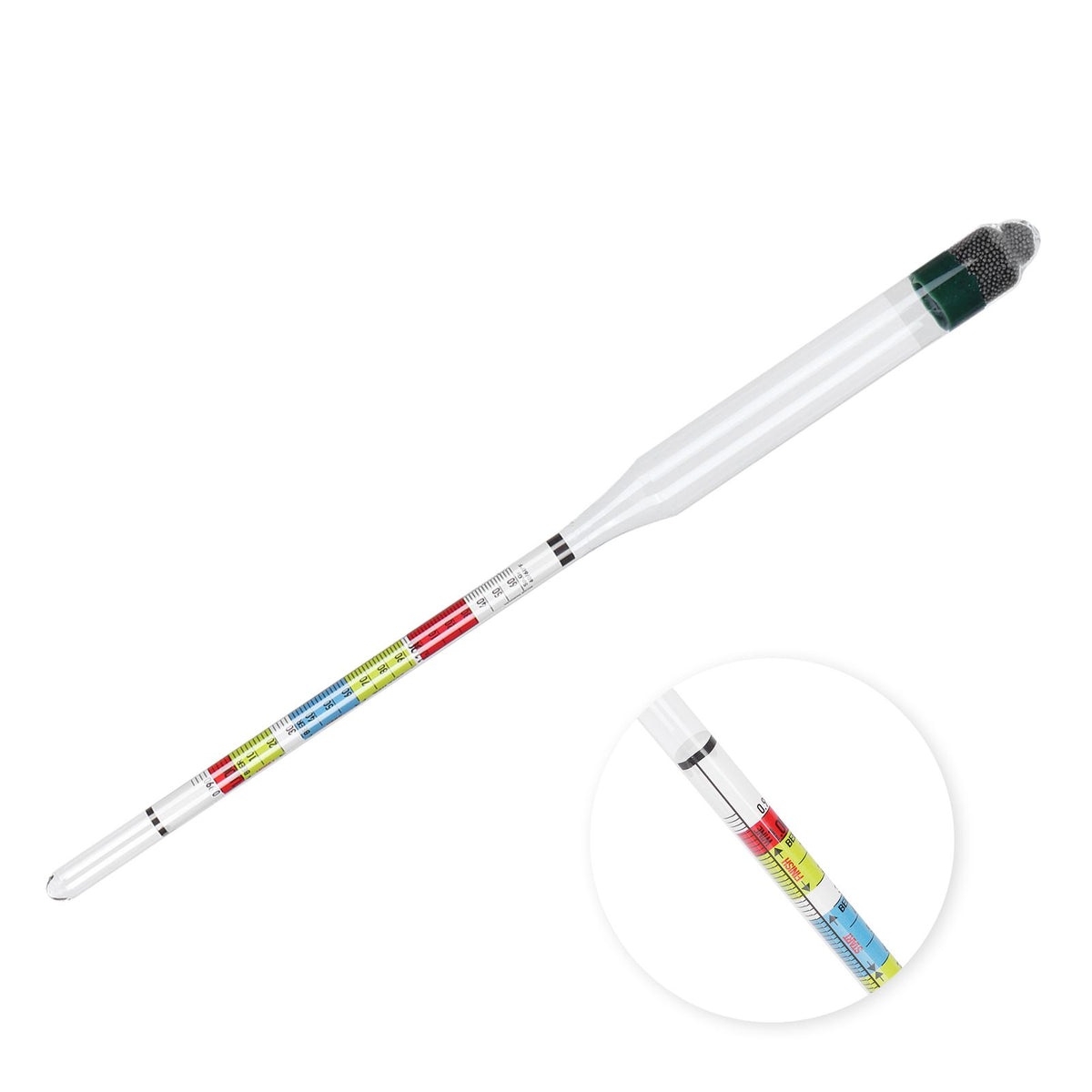 Hydrometer Tester with Sugar Ethanol Density Scales Wine Beer Brewing Measuring Instrument