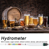 Hydrometer Tester with Sugar Ethanol Density Scales Wine Beer Brewing Measuring Instrument