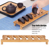Bamboo Teacup Holder Shelf Tea Cup Draining Rack Organizer Tea Ceremony Accessories6 Grid - Extra Image