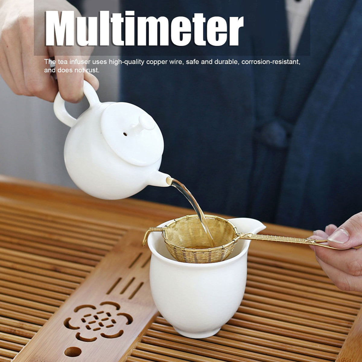Tea Infuser Strainer Pure Copper Reusable Loose Leaf Teapot Filter for Home Office