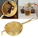 Tea Infuser Strainer Hand Made Copper Reusable Teapot Filter with Long Handle for Tea Maker