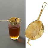 Tea Infuser Strainer Hand Made Copper Reusable Teapot Filter with Long Handle for Tea Maker