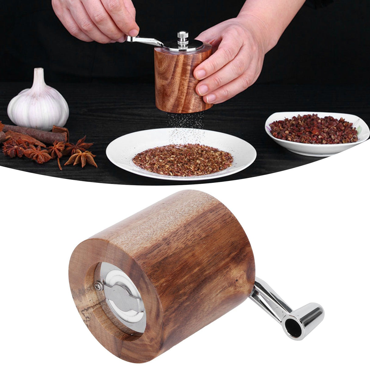 Manual Pepper Grinder Spices Mill Grinding Tool with Long Crank for Home Restaurant