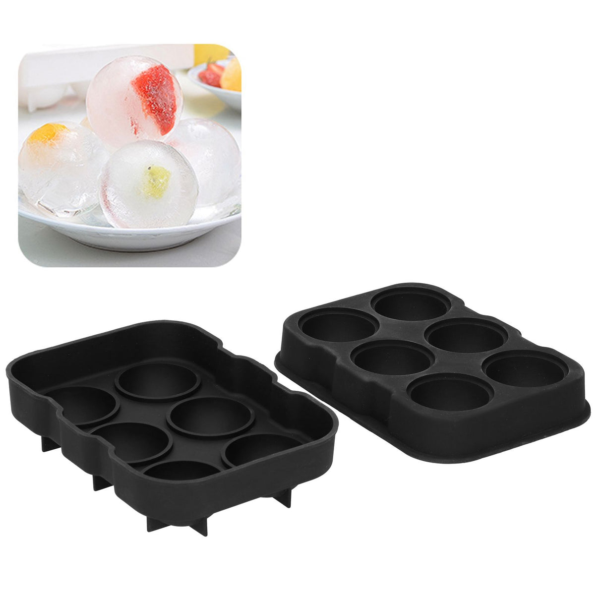 6 Cavity DIY Ice Cubes Mold Ice Ball Maker Mould Tray for Bar Party Cocktail Use Black