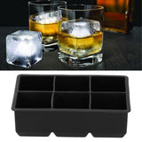 6-Grid Large Ice Cubes Maker Square Ice Cubes Tray Silicone Ice Mold Party Bar Accessories