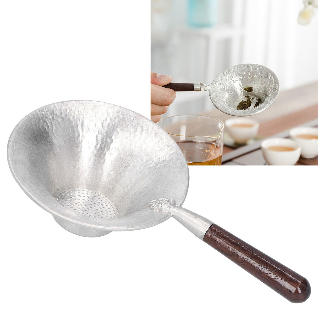 Tea Strainer Innovative Tea Leaf Infuser Filter Brewing Device for Home Office UseBlack Sandalwood Handle