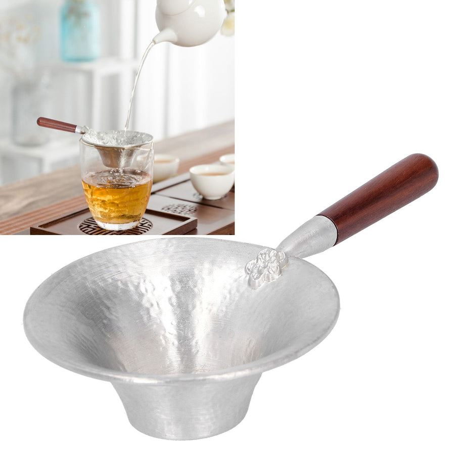 Tea Strainer Innovative Tea Leaf Infuser Filter Brewing Device for Home Office UseRed Wood Handle