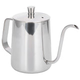 600ml Coffee Drip Kettle 304 Stainless Steel Slender Spout Thicken Coffee Pot with Cover - Side View