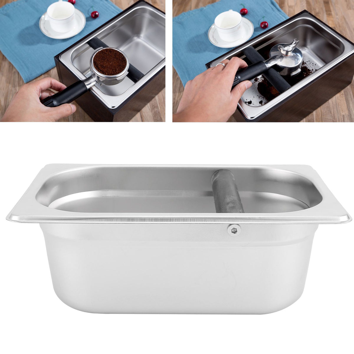 Knock Box Stainless Steel Coffee Slag Grind Bucket Container Coffee Machine Accessory