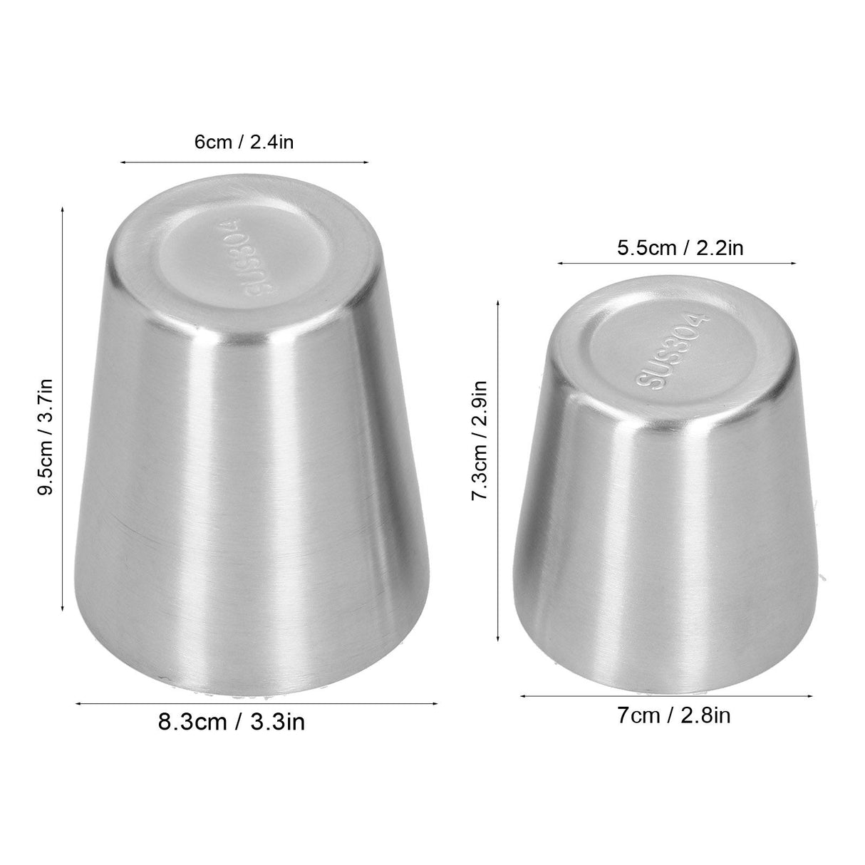 2pcs 304 Stainless Steel Mugs Double Wall Beer Wine Cups Coffee Mug (180ml 300ml)