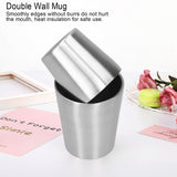2pcs 304 Stainless Steel Mugs Double Wall Beer Wine Cups Coffee Mug (180ml 300ml)