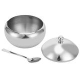 Seasoning Box 304 Stainless Steel Sugar Salt Bowl Container Household Supplies with Lid SpoonL - 45-Degree Angle