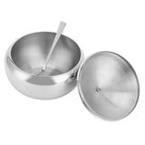 Seasoning Box 304 Stainless Steel Sugar Salt Bowl Container Household Supplies with Lid SpoonL - Close-Up Angle