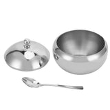 Seasoning Box 304 Stainless Steel Sugar Salt Bowl Container Household Supplies with Lid SpoonL - Low Angle