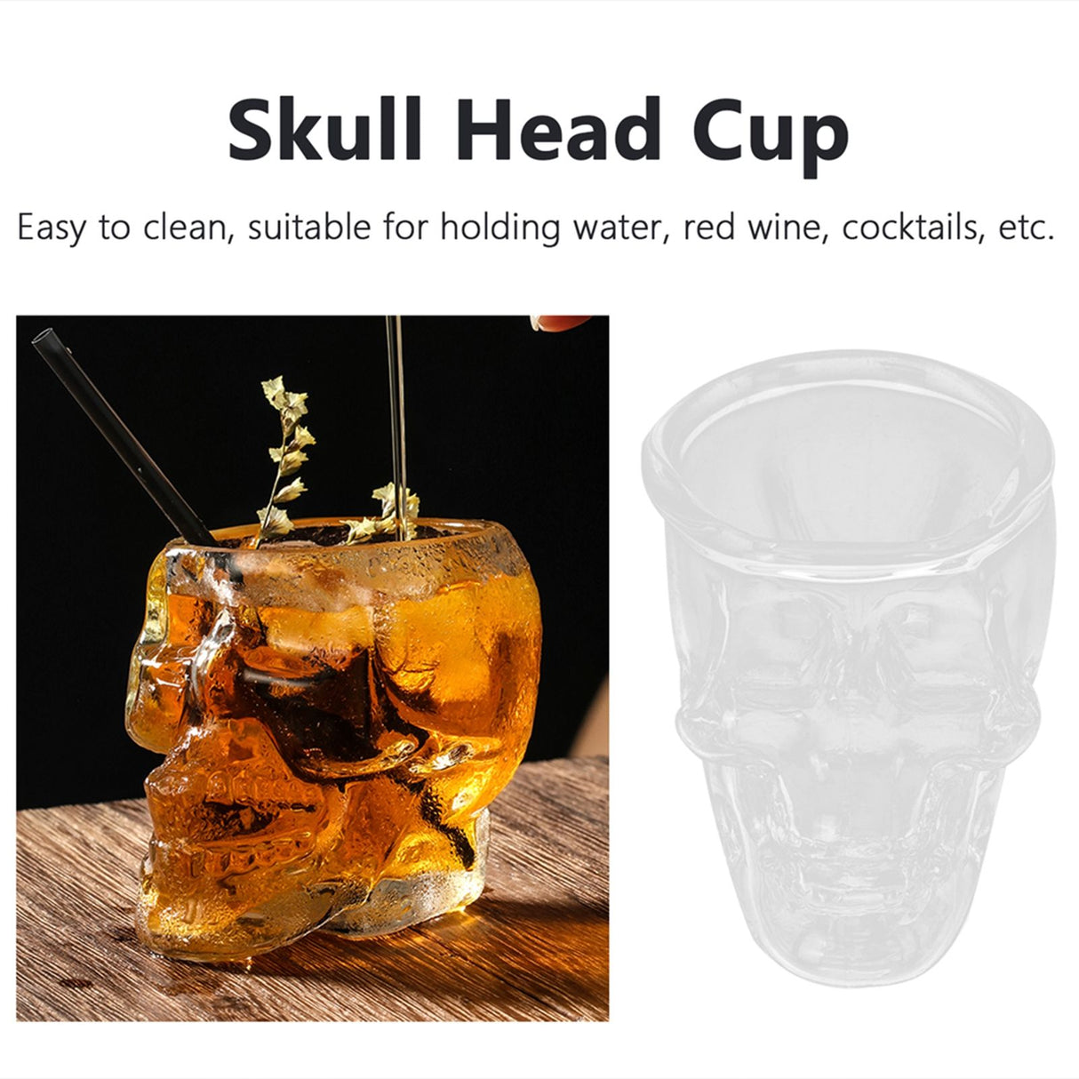 Glass Cup Innovative Transparent SkullHead Cup Glass Ware Drinkware for Wine Cocktail