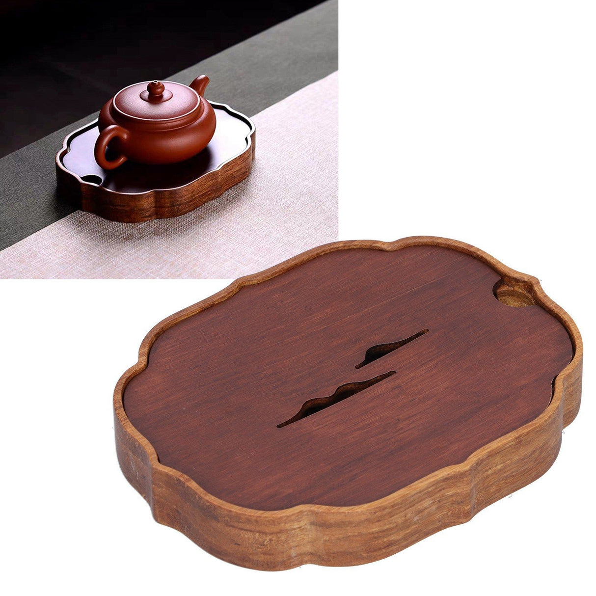 Chinese Style Bamboo Tea Tray Box with Water Storage for Kungfu Tea Set Accessories