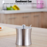 Stainless Steel Seasoning Pot Can Spice Condiment Bottle Pot Jar with Cover Spoon