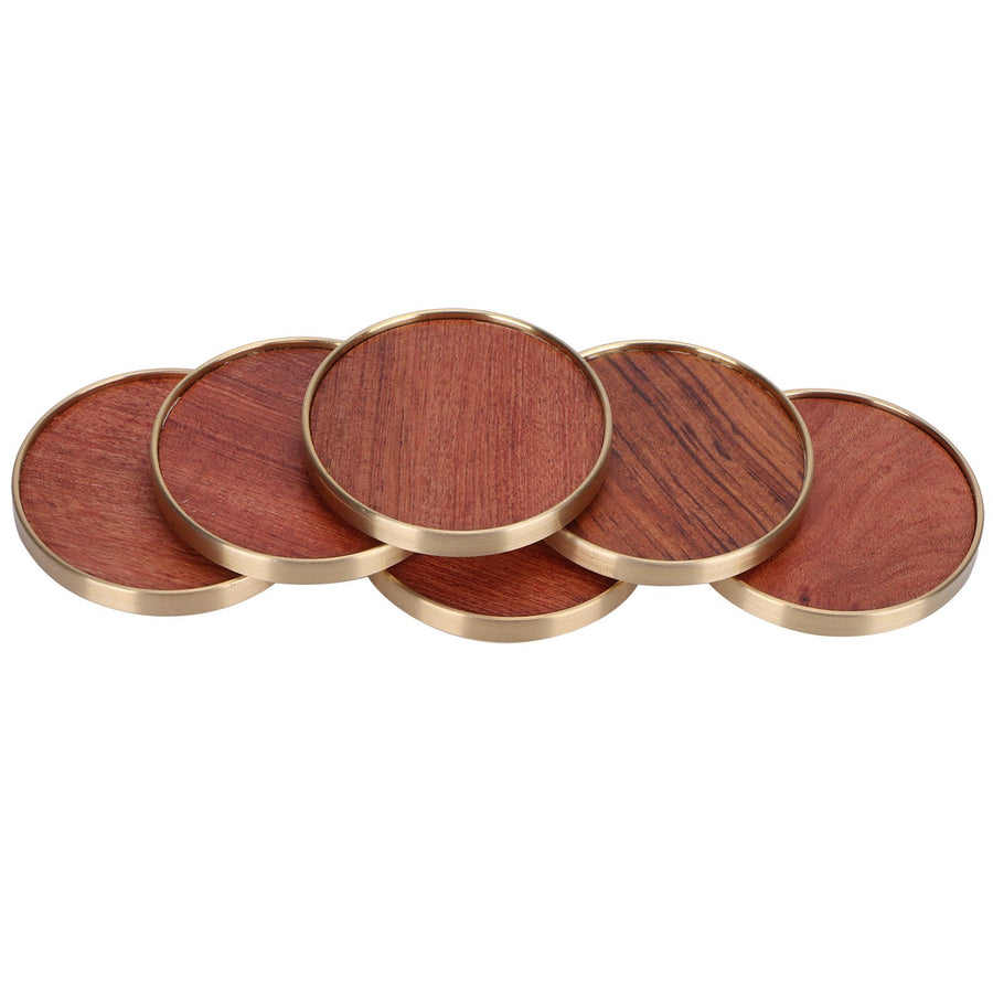 Wooden Tea Cup Mat Insulation Desktop Cup Pad Set with Base Tray Tea Ceremony AccessoriesRosewood