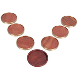 Wooden Tea Cup Mat Insulation Desktop Cup Pad Set with Base Tray Tea Ceremony AccessoriesRosewood - Top-Down View
