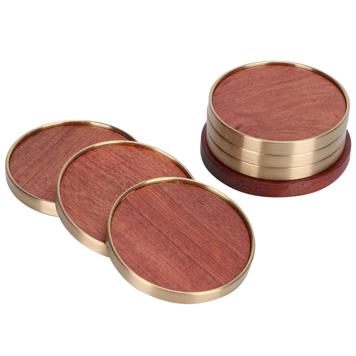 Wooden Tea Cup Mat Insulation Desktop Cup Pad Set with Base Tray Tea Ceremony AccessoriesRosewood